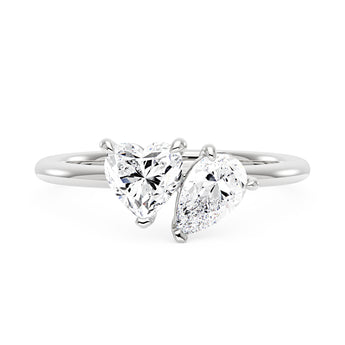 Pear Heart Moissanite Toi et Moi Ring
