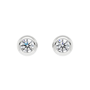Round Cut Bezel Diamond Stud Earrings