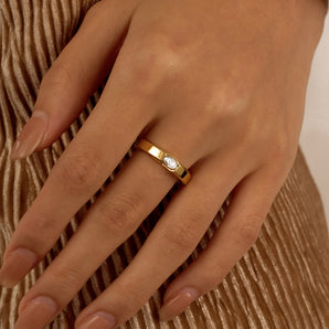 0.3 Carat Oval Moissanite Wedding Band Ring