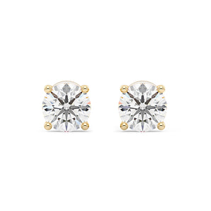 1.6 Carat Moissanite 4-Prong Basket Setting Stud Earrings in 14K Gold