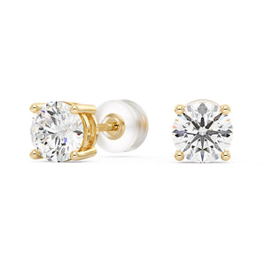 1.6 Carat Moissanite 4-Prong Basket Setting Stud Earrings in 14K Gold