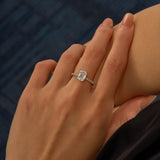 2 Carat Emerald Hidden Halo Moissanite Ring with Pavé Band