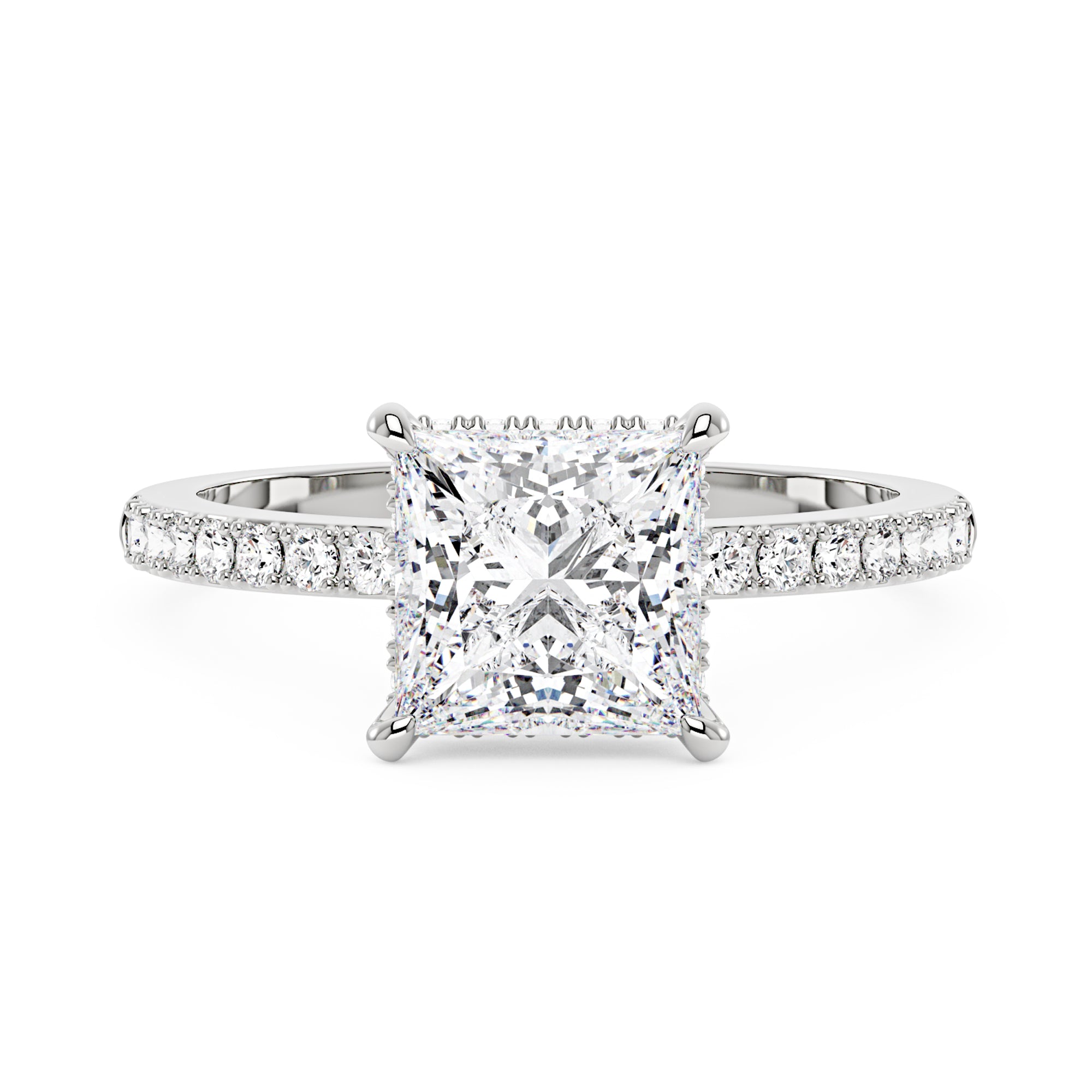 2 Carat Princess Cut Moissanite Ring with Pavé Band Top Deal Steal