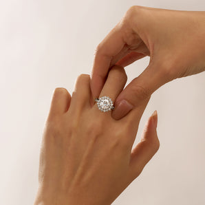2 Carat Halo Moissanite Bliss Sunlit Blossom Twist Ring