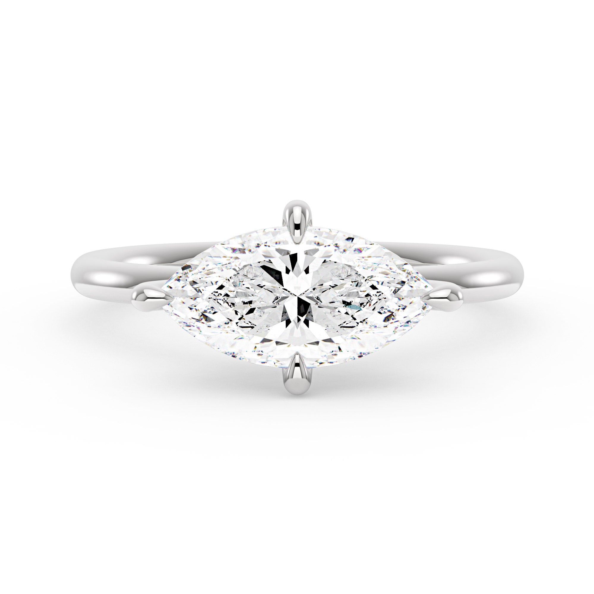 3 Carat Marquise Moissanite East West Solitaire Ring