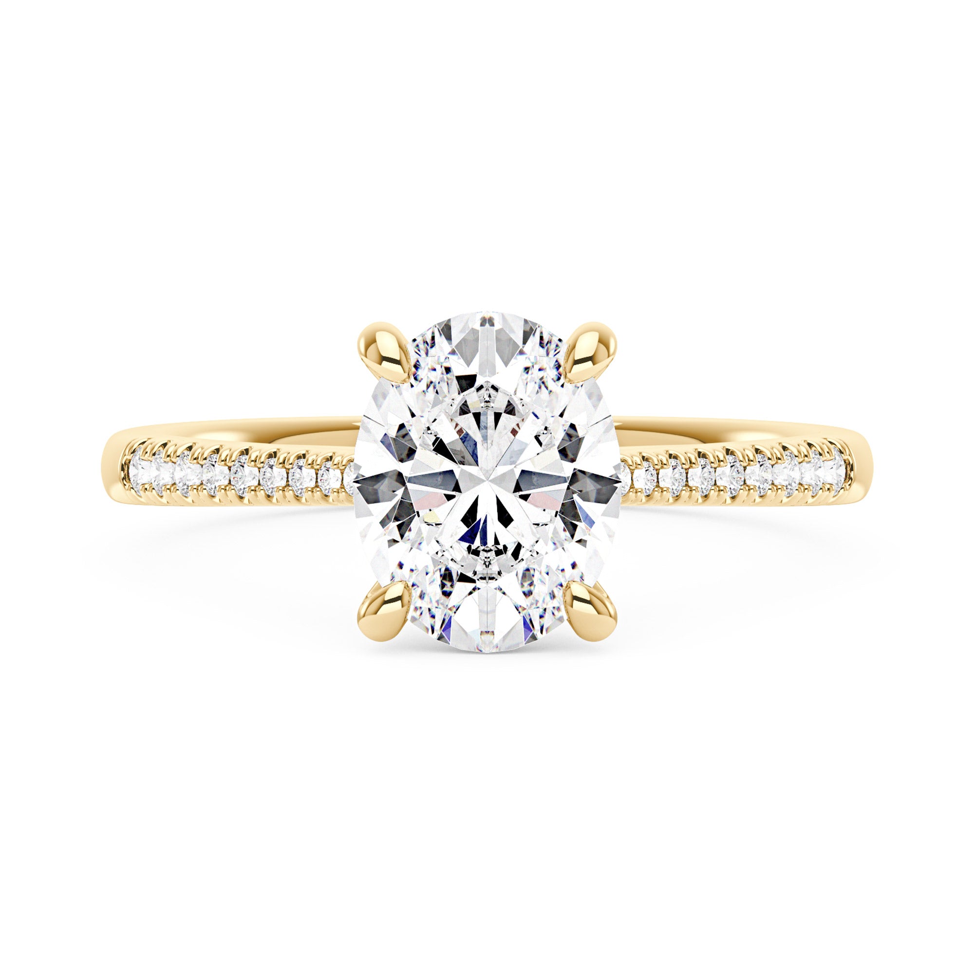 3 Carat Oval Cut Moissanite Ring with Pavé Band