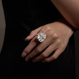35 Carat Radiant Moissanite Ring with Pavé Band