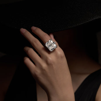 35 Carat Radiant Moissanite Ring with Pavé Band