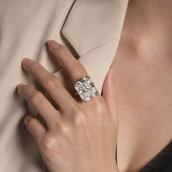 35 Carat Radiant Moissanite Ring with Pavé Band
