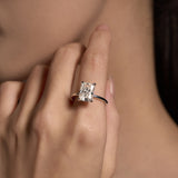 4 Carat Radiant Moissanite Solitaire Ring with Hidden Halo