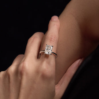 4 Carat Radiant Moissanite Solitaire Ring with Hidden Halo