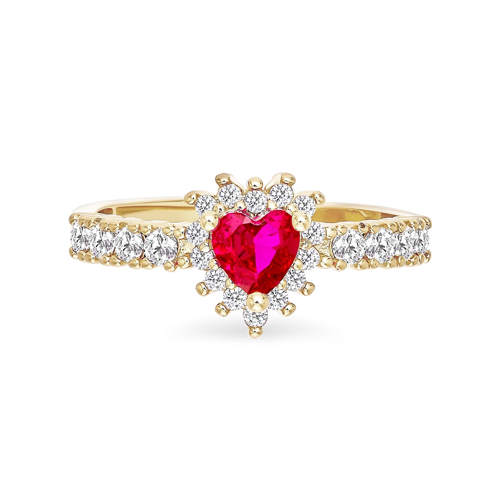 Arc Heart Cut With Halo And Pave Style Pink Adjustable Ring