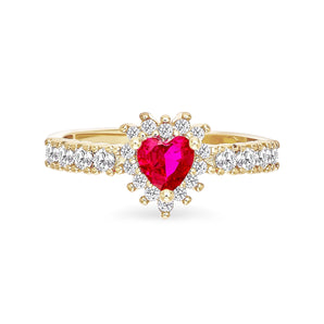 Arc Heart Cut With Halo And Pave Style Pink Adjustable Ring