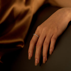 Nature Inspired Wave Moissanite Pavé Half Eternity Band
