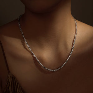 Stunning Moissanite Tennis Necklace with Classic Clasp