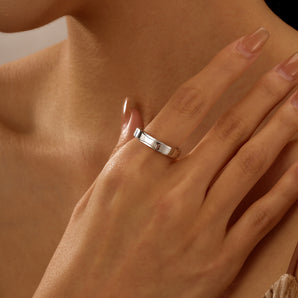 Unisex Modern And Minimalism Polished Wedding Band