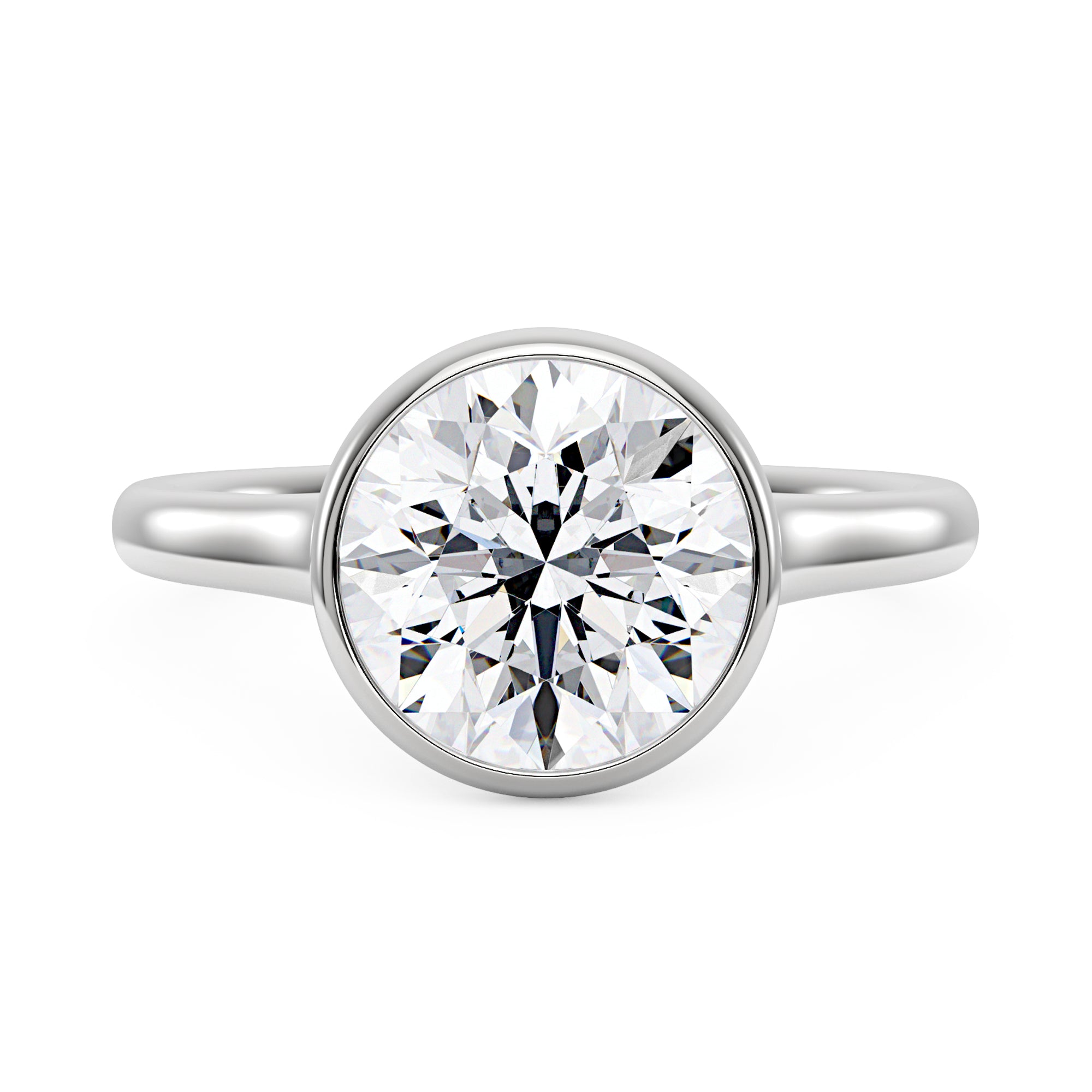 2 Carat Round Moissanite Bezel Engagement Ring