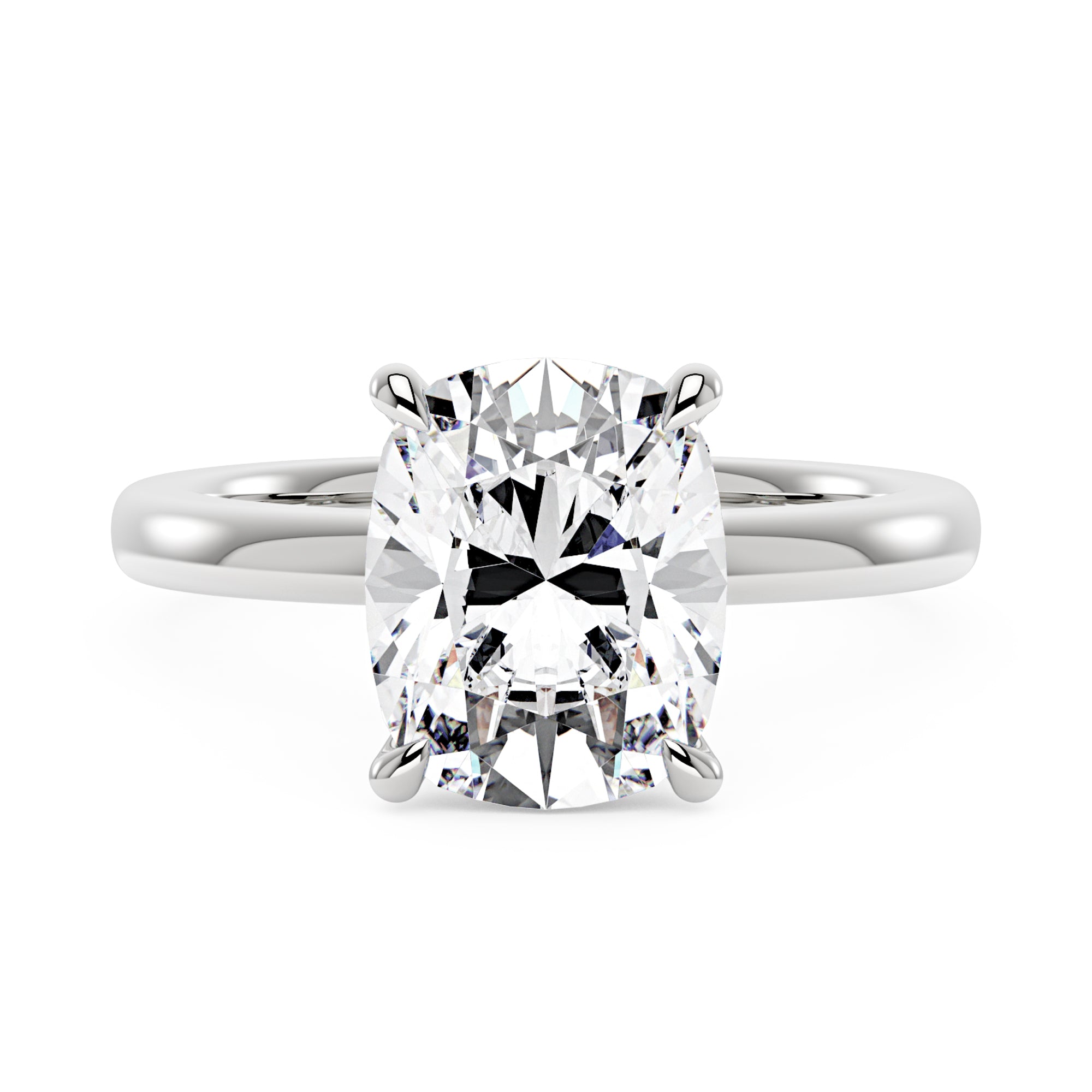 4 Carat Elongated Cushion Cut Moissanite Ring with Hidden Halo