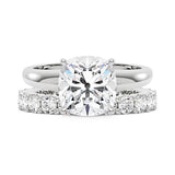 Elongated Cushion Moissanite Solitaire Ring and Full Eternity Band Bridal Set