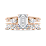 Emerald Cut Moissanite Engagement Ring and Half Eternity Band Set