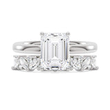 Emerald Cut Moissanite Half Eternity Band Bridal Set