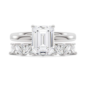 Emerald Cut Moissanite Half Eternity Band Bridal Set