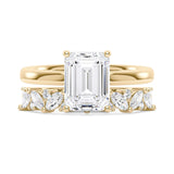 Emerald Cut Moissanite Half Eternity Band Bridal Set