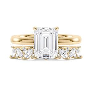 Emerald Cut Moissanite Half Eternity Band Bridal Set