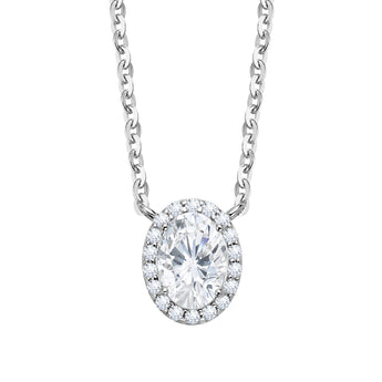 EPI Jewelry Halo Oval Moissanite Pendant Necklace