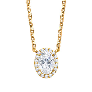 EPI Jewelry Halo Oval Moissanite Pendant Necklace