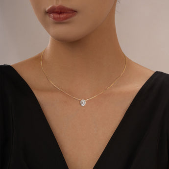 EPI Jewelry Halo Oval Moissanite Pendant Necklace