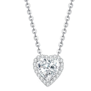 EPI Jewelry Heart Halo Moissanite Pendant Necklace