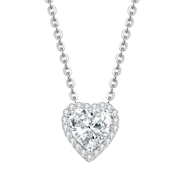 EPI Jewelry Heart Halo Moissanite Pendant Necklace