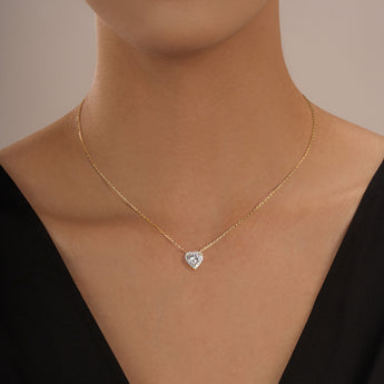 EPI Jewelry Heart Halo Moissanite Pendant Necklace