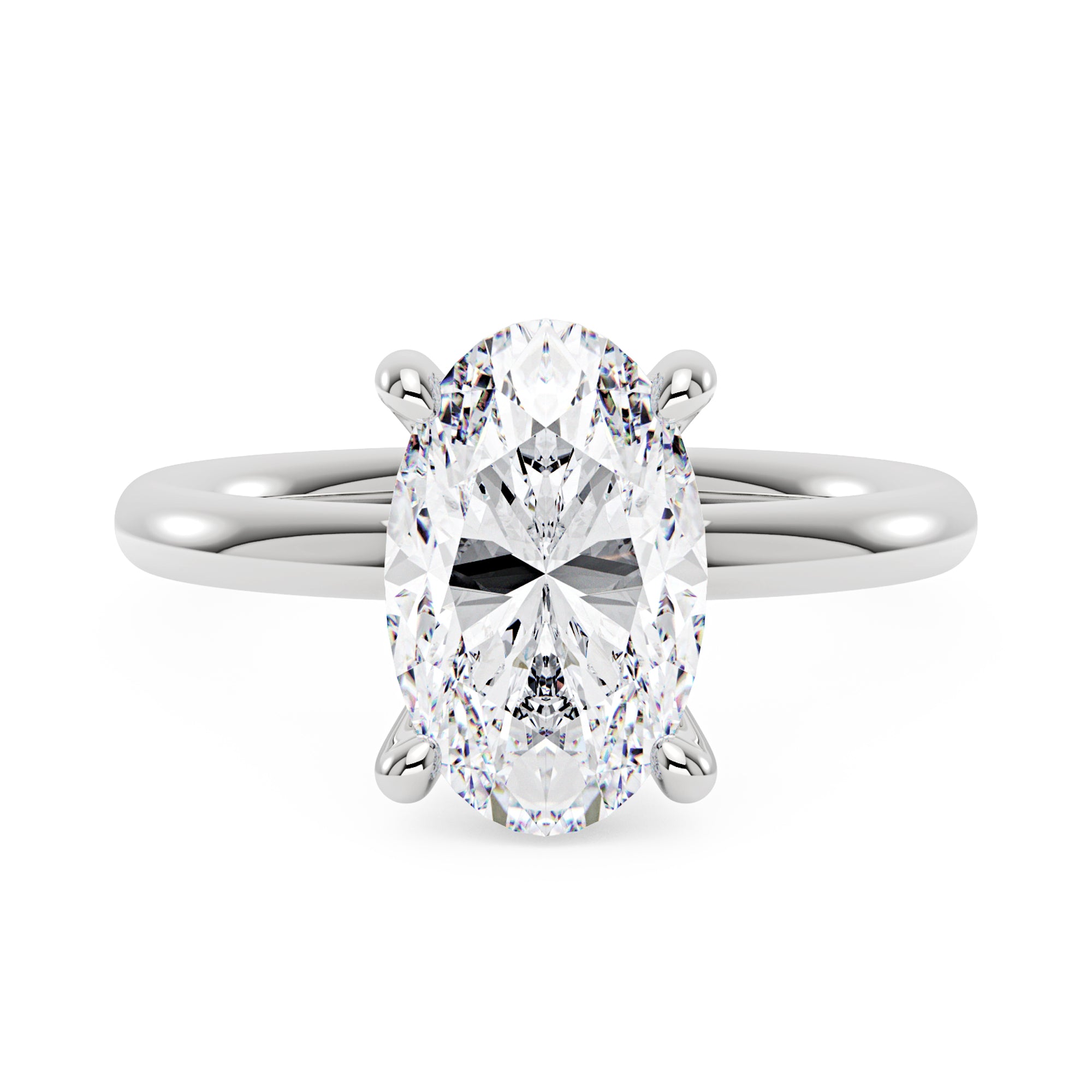 4 Carat Hidden Halo Crushed Oval Moissanite Engagement Ring