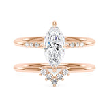 Marquise Cut Moissanite Engagement Ring and Curved Band Set
