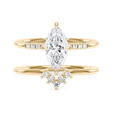 Marquise Cut Moissanite Engagement Ring and Curved Band Set