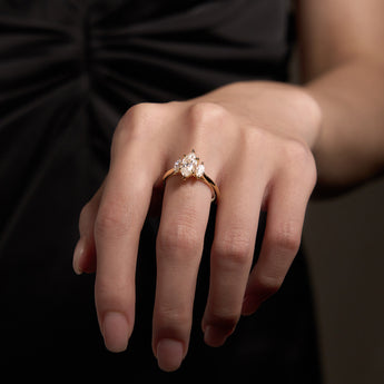 Marquise Moissanite Three Stone Ring