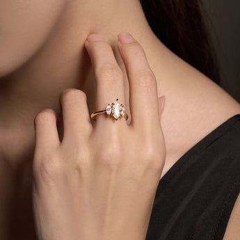 Marquise Moissanite Three Stone Ring