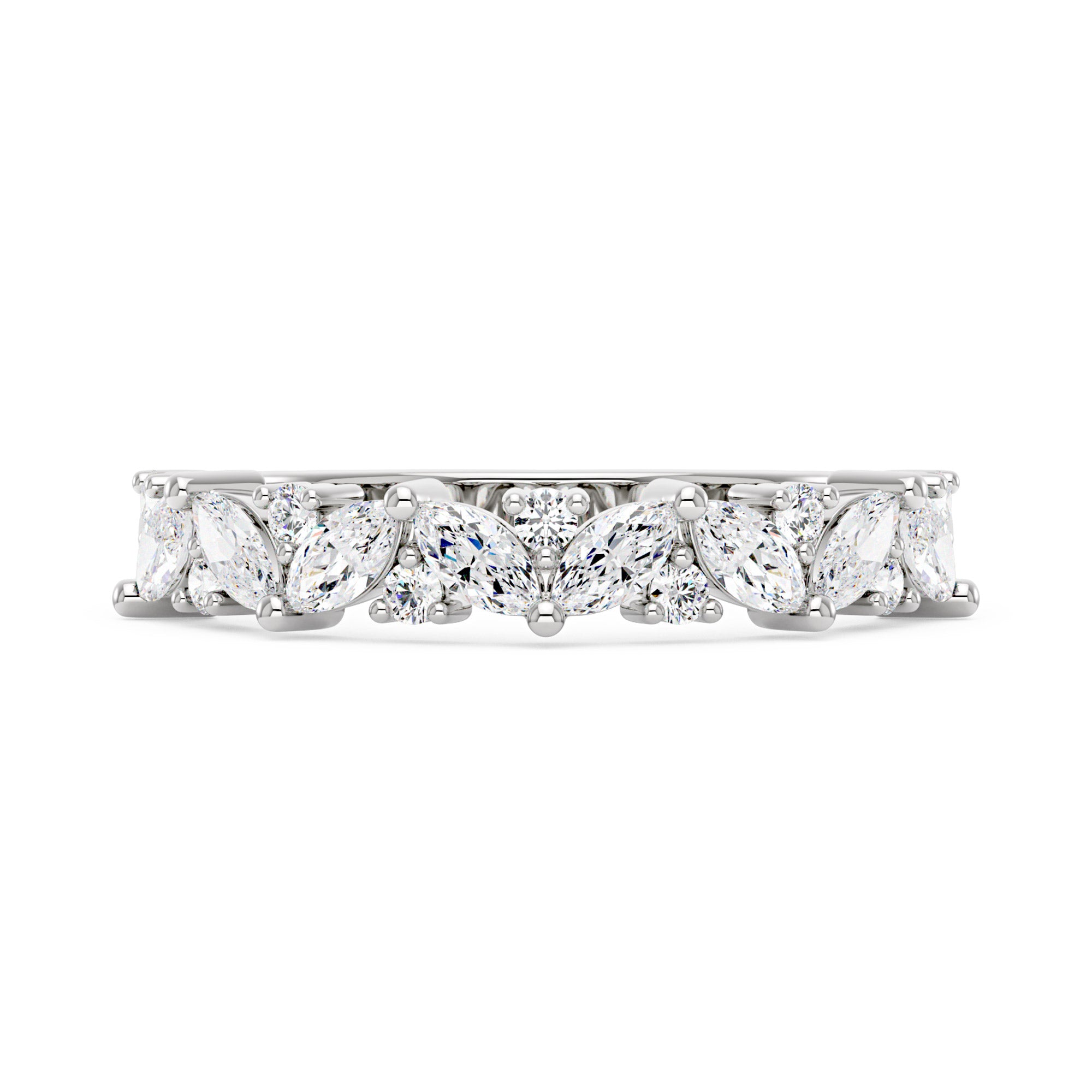Marquise & Round Moissanite Half Eternity Band Ring