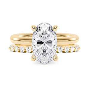 Oval Cut Moissanite Ring and Half Eternity Band Wedding Ring Set