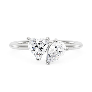 Pear Heart Moissanite Toi et Moi Ring