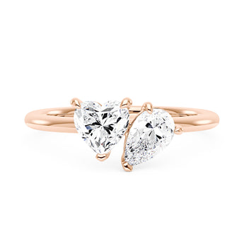 Pear Heart Moissanite Toi et Moi Ring