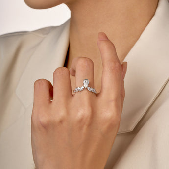 1 Carat Pear and Marquise Moissanite Ring