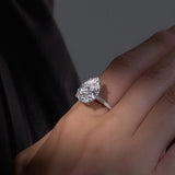 6 Carat Pear Moissanite Engagement Ring with Pavé Band