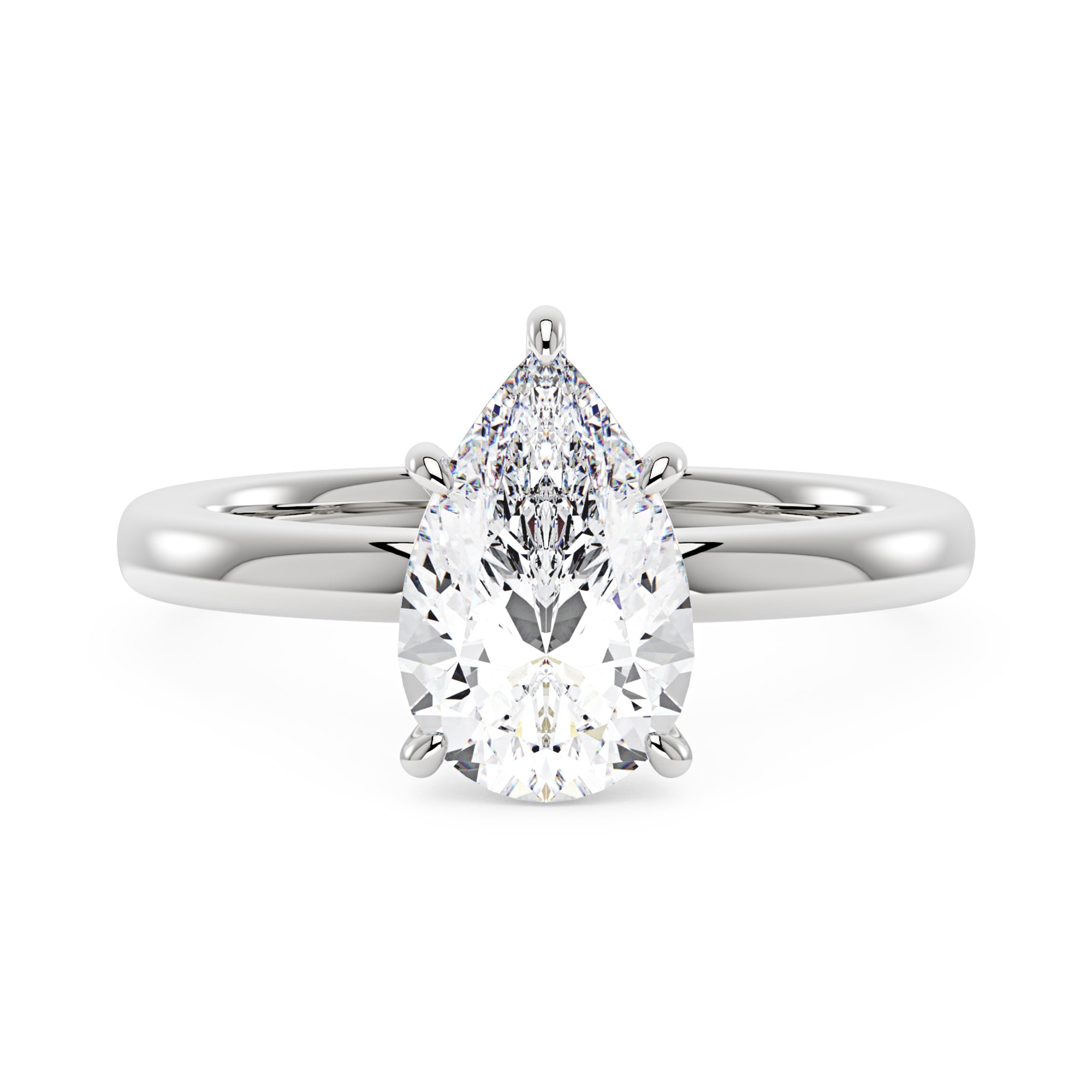 3 Carat Pear-Shaped Moissanite Solitaire Engagement Ring