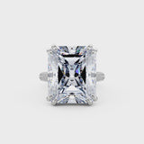 35 Carat Radiant Moissanite Ring with Pavé Band