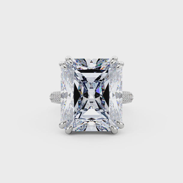 35 Carat Radiant Moissanite Ring with Pavé Band