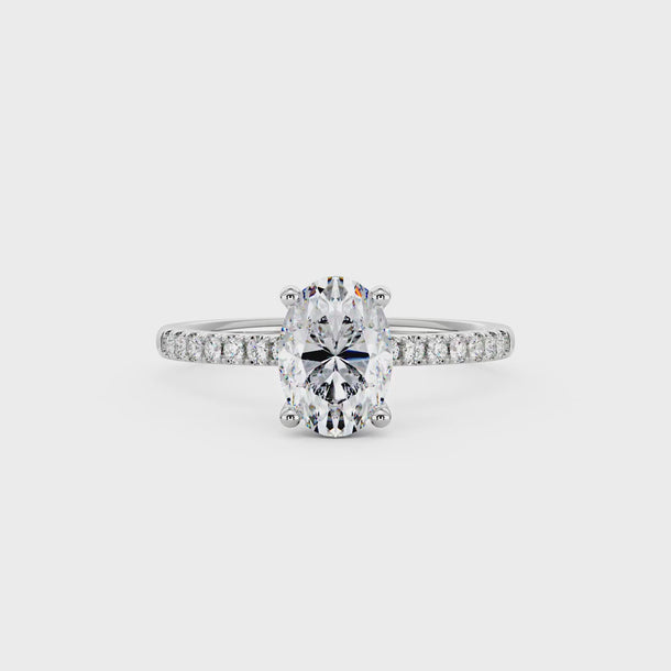 2.5 Carat Oval Moissanite Pave Band Ring