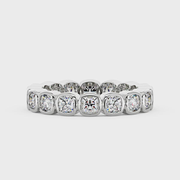 Cushion Moissanite Bezel Eternity Band